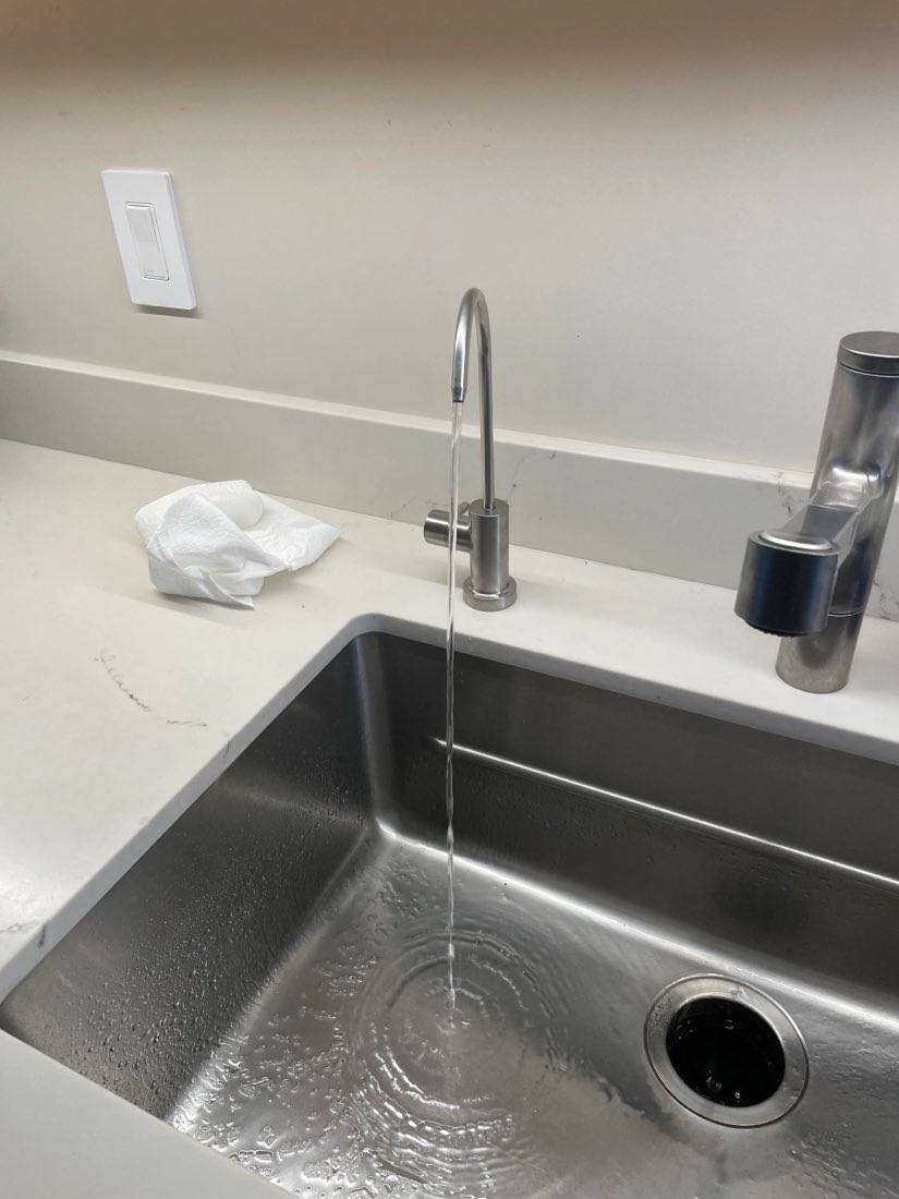 Newly installed stainless undermount kitchen sink